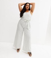 New Look Dining to Dancing White Spot Scuba Crepe Jumpsuit
